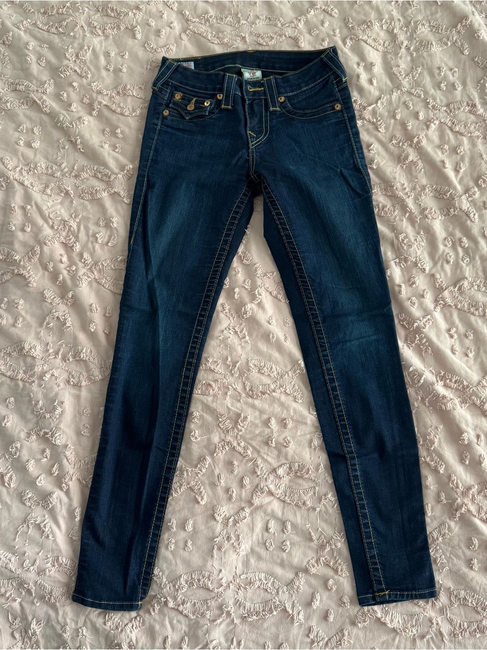 True Religion Serena Skinny Jeans Size 26 Made In USA Dark Wash Stretch Low Rise